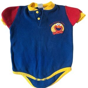 Vintage Sesame Street Elmo Embroidered Baby Romber Color Block 90s 18M Boys